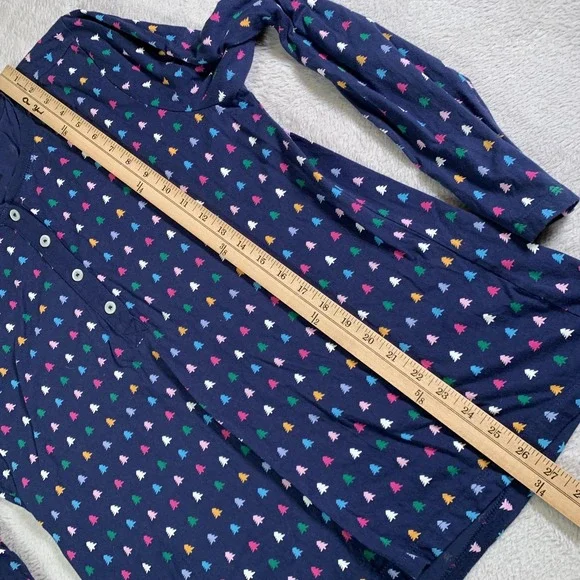 J.Crew Pajama Set Womens XL Blue‎ Christmas Tree Print Henley Top Joggers Cotton - Picture 6 of 16